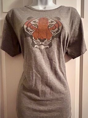 Life Is Good Gray Short Sleeve Tee with Tiger Graphic